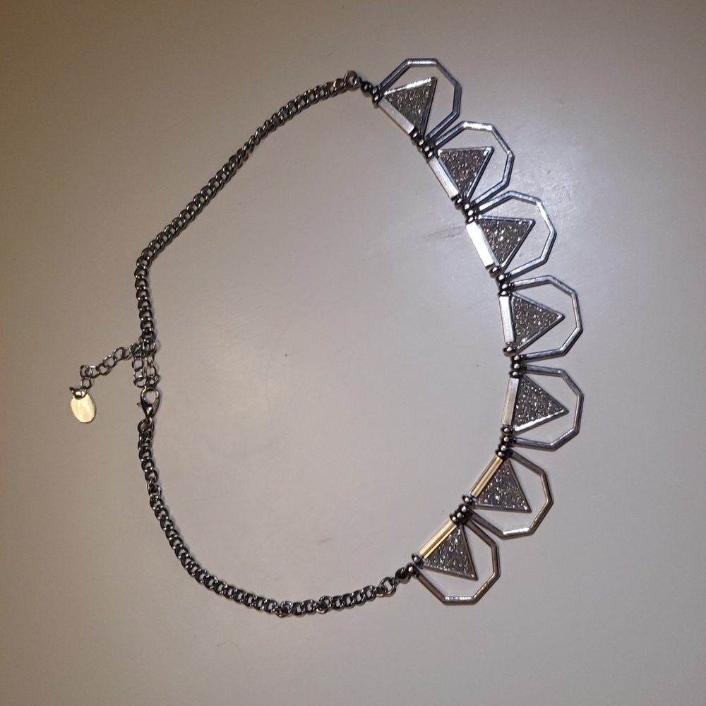 $5 Sale! Silver Glitter Necklace with Geometric Shapes